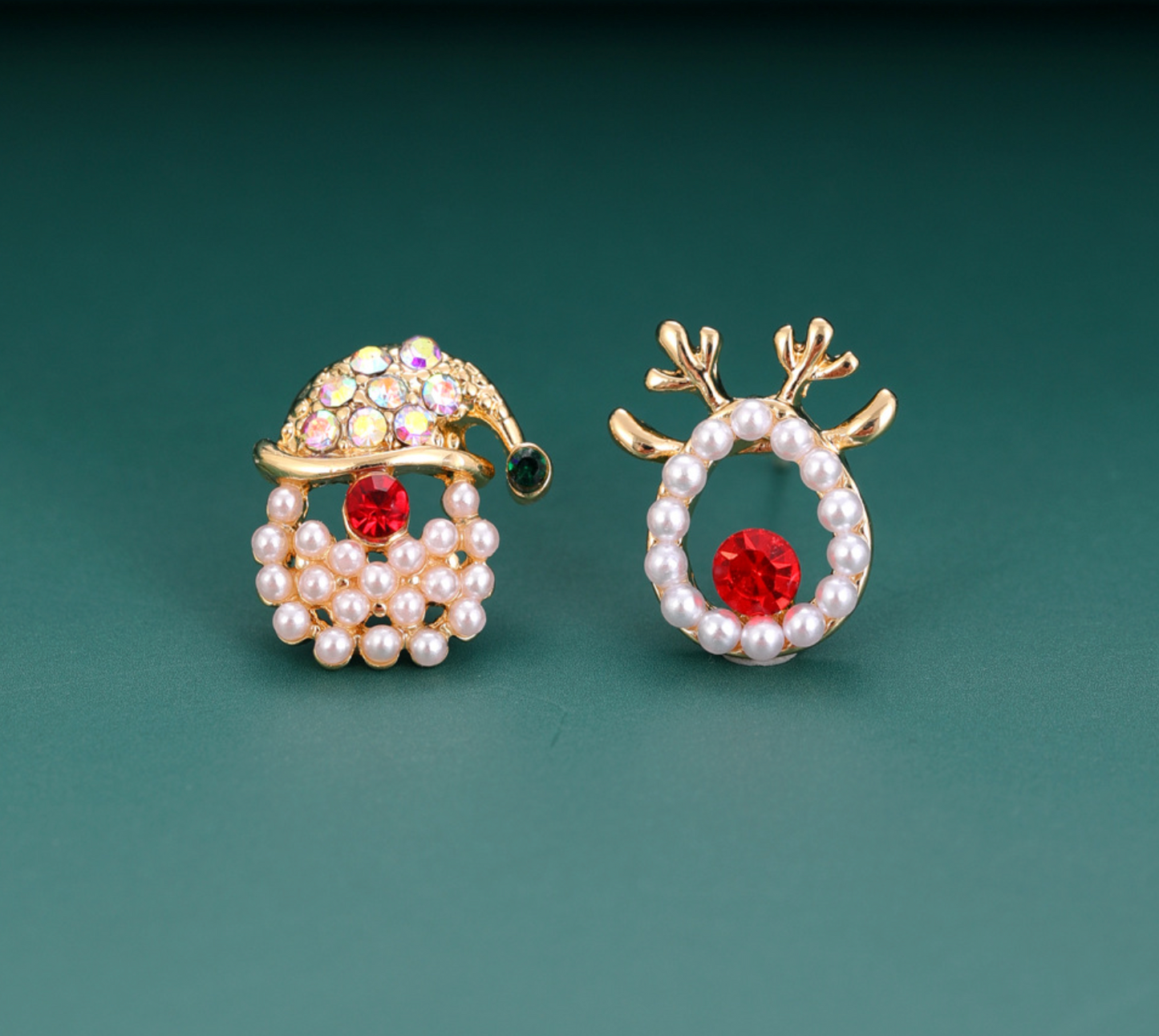 Pearl & Crystal Candy Asymmetric Stud Earrings - Earrings - 18k Gold Plated Waterproof Jewellery - Collection 9