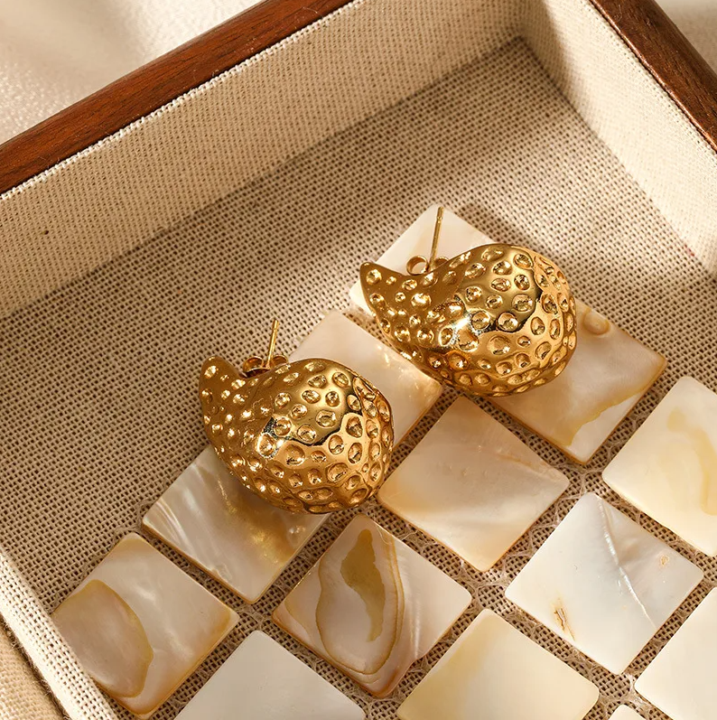 Gold Strawberry Stud Earrings - - 18k Gold Plated Waterproof Jewellery - Collection 9