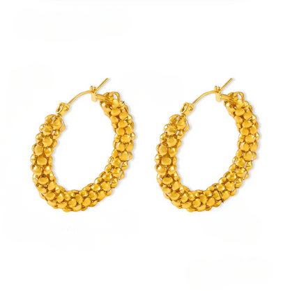Gold Textured Hoop Earrings - hoop - 18k Gold Plated Waterproof Jewellery - Collection 9