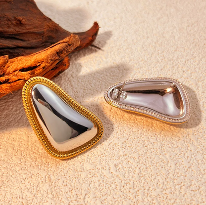 Gold Silver Mixed Metal Geometric Stud Earrings - - 18k Gold Plated Waterproof Jewellery - Collection 9