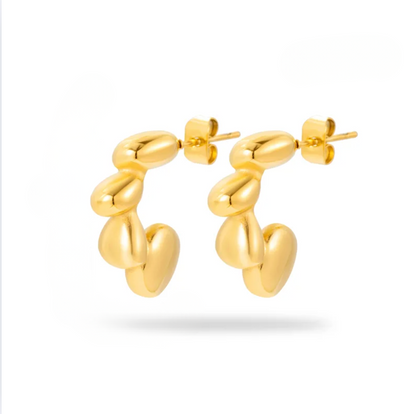 Gold Chunky Chain Drop Stud Earrings - - 18k Gold Plated Waterproof Jewellery - Collection 9
