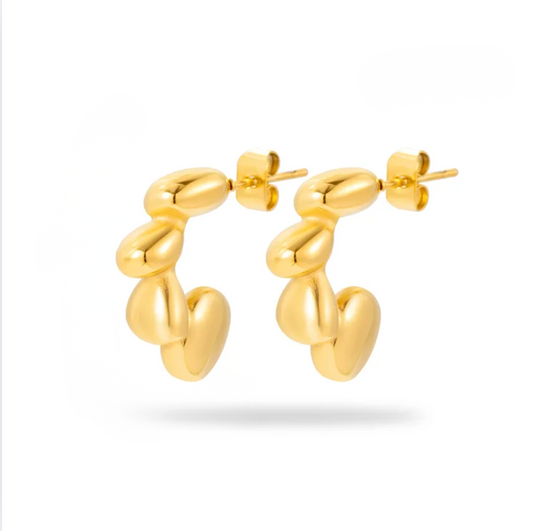 Gold Chunky Chain Drop Stud Earrings - - 18k Gold Plated Waterproof Jewellery - Collection 9