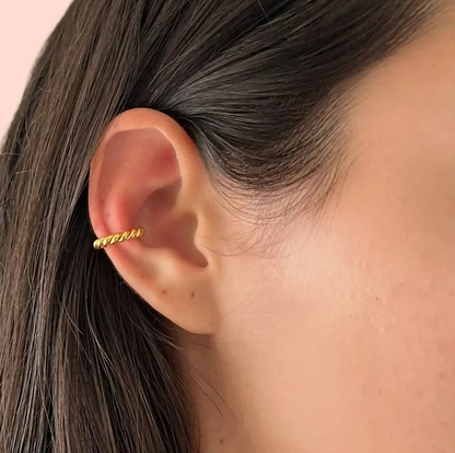 Gold Twisted Rope Ear Cuff - - 18k Gold Plated Waterproof Jewellery - Collection 9