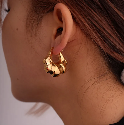Gold Bubble Dome Hoop Earrings - - 18k Gold Plated Waterproof Jewellery - Collection 9