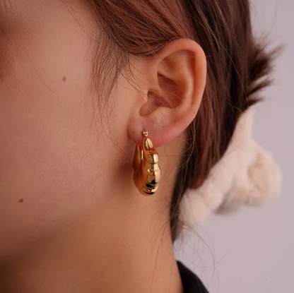 Gold Bubble Dome Hoop Earrings - - 18k Gold Plated Waterproof Jewellery - Collection 9