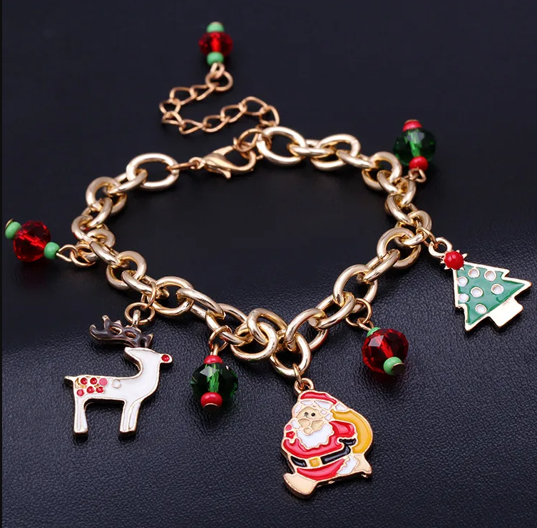 Christmas Charm Bracelet with Santa & Reindeer - Bracelets - 18k Gold Plated Waterproof Jewellery - Collection 9