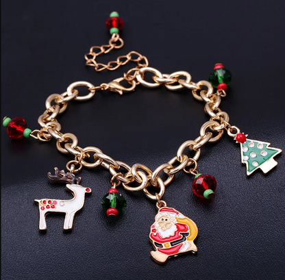 Christmas Charm Bracelet with Santa & Reindeer - Bracelets - 18k Gold Plated Waterproof Jewellery - Collection 9