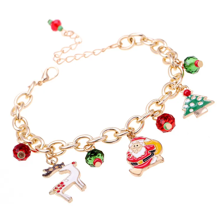 Christmas Charm Bracelet with Santa & Reindeer - Bracelets - 18k Gold Plated Waterproof Jewellery - Collection 9