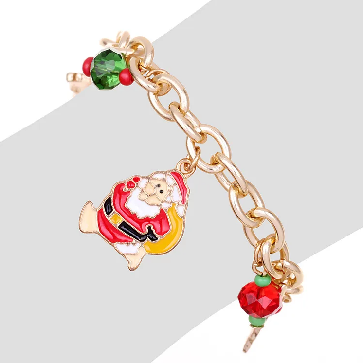 Christmas Charm Bracelet with Santa & Reindeer - Bracelets - 18k Gold Plated Waterproof Jewellery - Collection 9