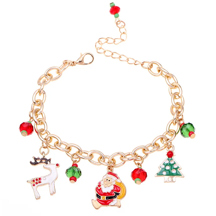 Christmas Charm Bracelet with Santa & Reindeer - Bracelets - 18k Gold Plated Waterproof Jewellery - Collection 9