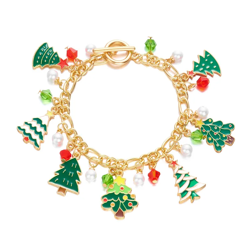 Christmas Tree Charm & Crystal Bracelet - Bracelets - 18k Gold Plated Waterproof Jewellery - Collection 9