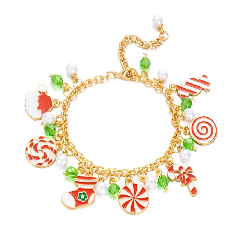 Christmas Candy & Stocking Charm Bracelet - Bracelets - 18k Gold Plated Waterproof Jewellery - Collection 9