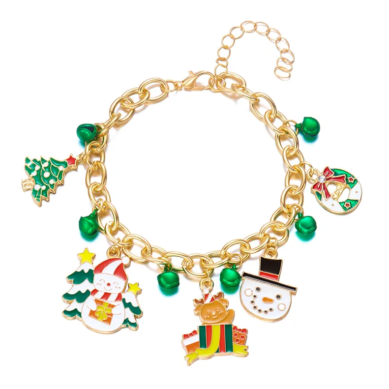 Snowman & Christmas Tree Charm Bracelet - Bracelets - 18k Gold Plated Waterproof Jewellery - Collection 9