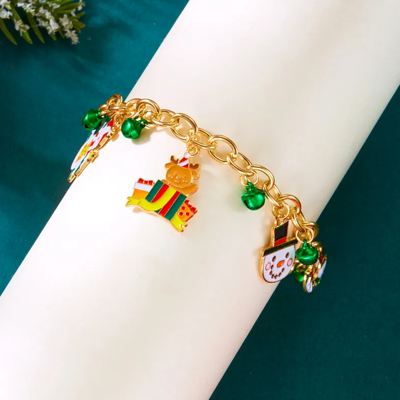 Snowman & Christmas Tree Charm Bracelet - Bracelets - 18k Gold Plated Waterproof Jewellery - Collection 9
