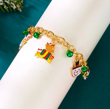 Snowman & Christmas Tree Charm Bracelet - Bracelets - 18k Gold Plated Waterproof Jewellery - Collection 9