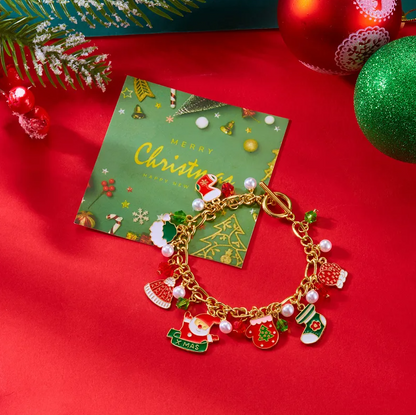 Santa & Christmas Charm Toggle Bracelet - Bracelets - 18k Gold Plated Waterproof Jewellery - Collection 9