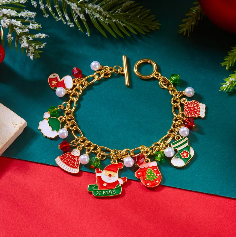 Santa & Christmas Charm Toggle Bracelet - Bracelets - 18k Gold Plated Waterproof Jewellery - Collection 9