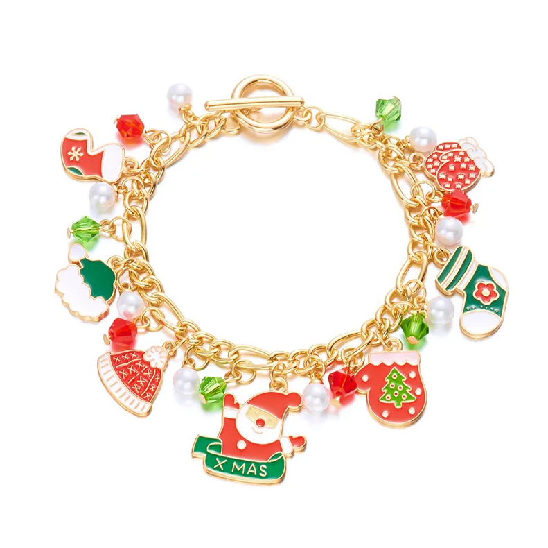 Santa & Christmas Charm Toggle Bracelet - Bracelets - 18k Gold Plated Waterproof Jewellery - Collection 9