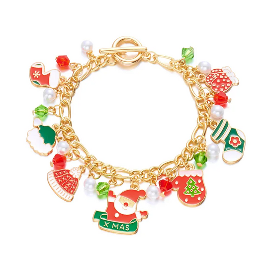 Santa & Christmas Charm Toggle Bracelet - Bracelets - 18k Gold Plated Waterproof Jewellery - Collection 9