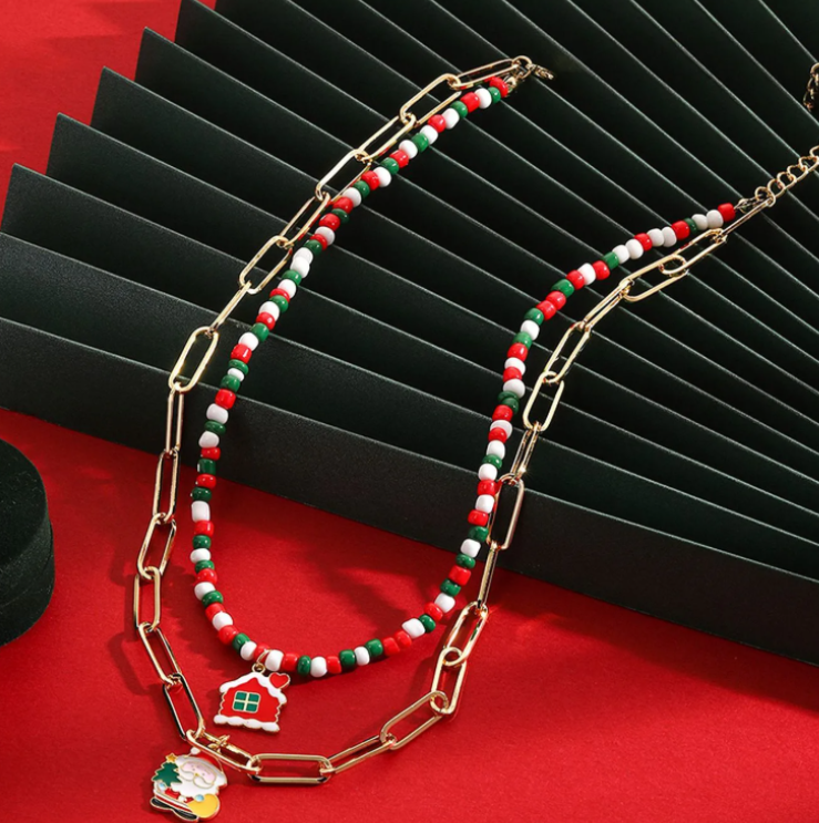 Layered Christmas Charm Necklace - Necklaces - 18k Gold Plated Waterproof Jewellery - Collection 9