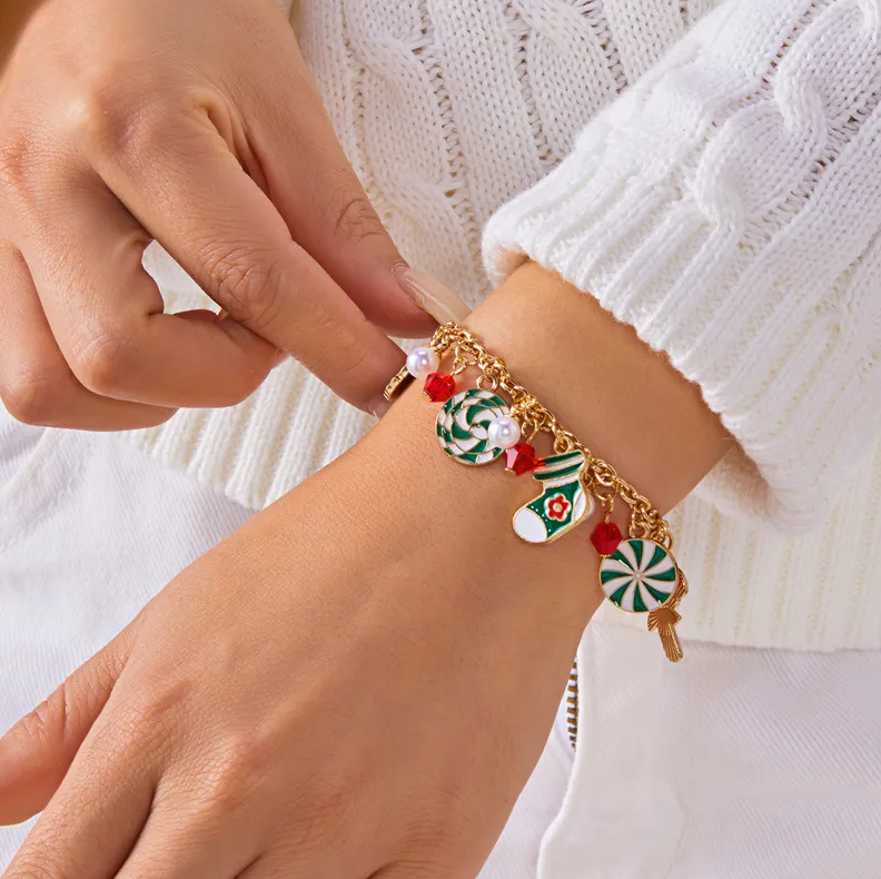 Peppermint Candy Charm Bracelet - Bracelets - 18k Gold Plated Waterproof Jewellery - Collection 9