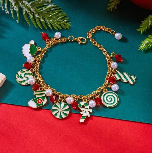Peppermint Candy Charm Bracelet - Bracelets - 18k Gold Plated Waterproof Jewellery - Collection 9