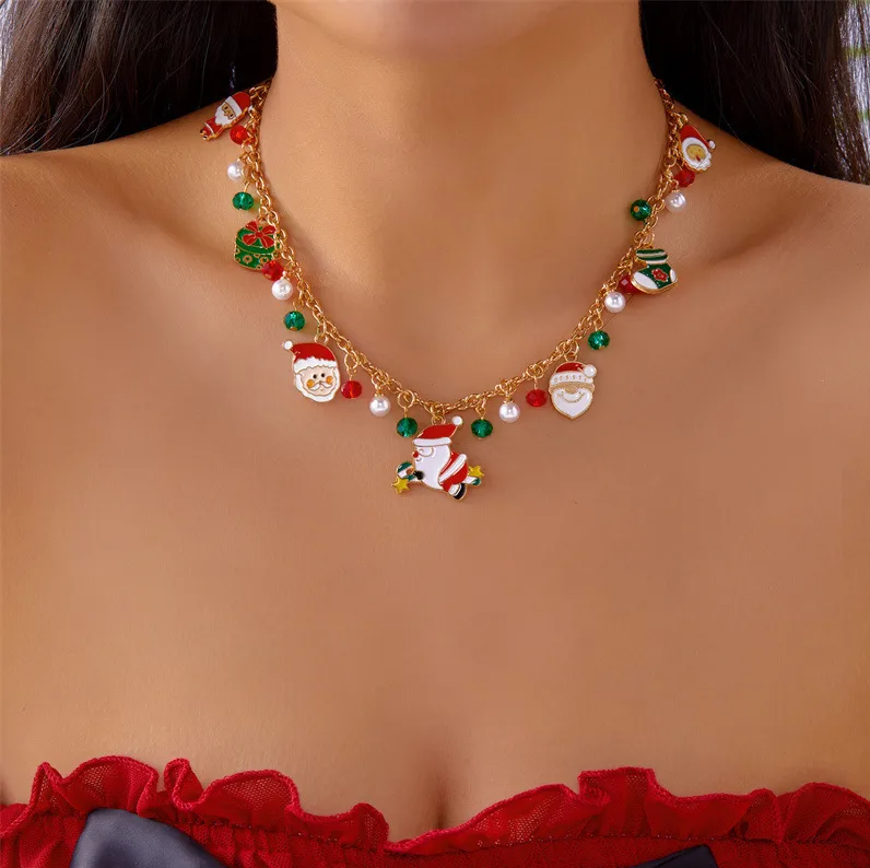 Santa & Snowman Charm Necklace - Necklaces - 18k Gold Plated Waterproof Jewellery - Collection 9