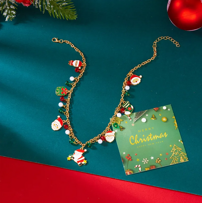 Santa & Snowman Charm Necklace - Necklaces - 18k Gold Plated Waterproof Jewellery - Collection 9