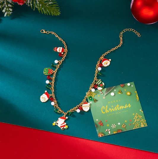 Santa & Snowman Charm Necklace - Necklaces - 18k Gold Plated Waterproof Jewellery - Collection 9