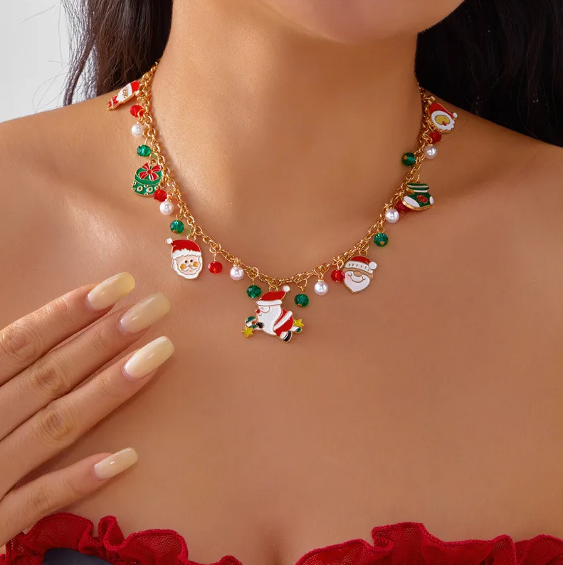 Santa & Snowman Charm Necklace - Necklaces - 18k Gold Plated Waterproof Jewellery - Collection 9