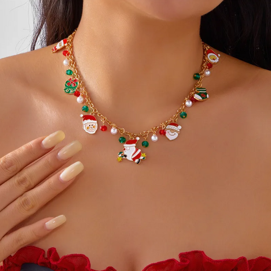 Santa & Snowman Charm Necklace - Necklaces - 18k Gold Plated Waterproof Jewellery - Collection 9