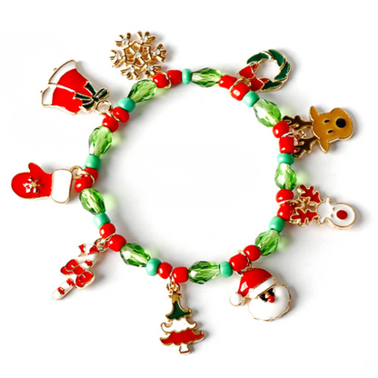 Christmas Charm & Crystal Bead Bracelet - Bracelets - 18k Gold Plated Waterproof Jewellery - Collection 9