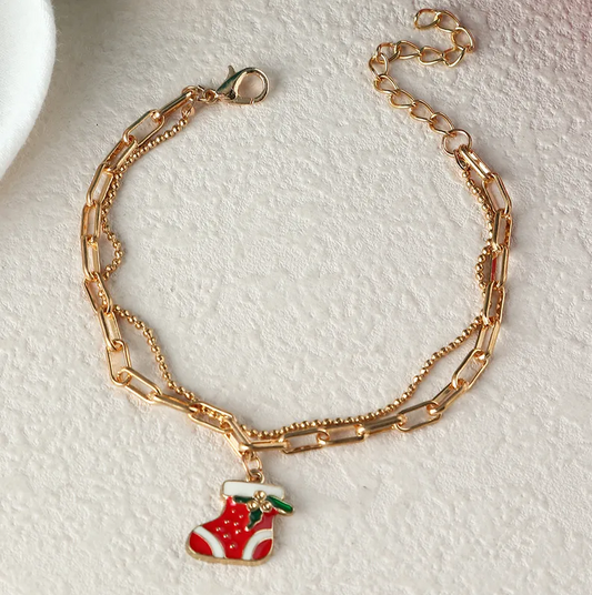 Christmas Charm Layered Chain Bracelet - Bracelets - 18k Gold Plated Waterproof Jewellery - Collection 9
