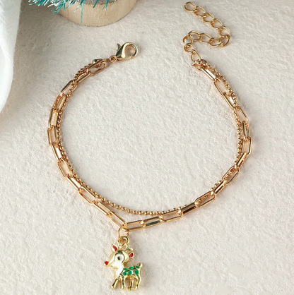 Christmas Charm Layered Chain Bracelet - Bracelets - 18k Gold Plated Waterproof Jewellery - Collection 9