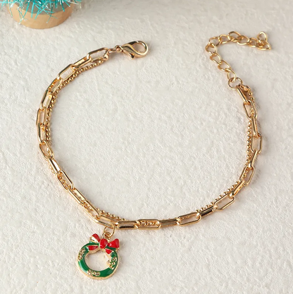 Christmas Charm Layered Chain Bracelet - Bracelets - 18k Gold Plated Waterproof Jewellery - Collection 9