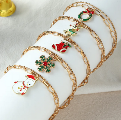 Christmas Charm Layered Chain Bracelet - Bracelets - 18k Gold Plated Waterproof Jewellery - Collection 9