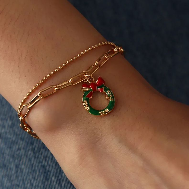 Christmas Charm Layered Chain Bracelet - Bracelets - 18k Gold Plated Waterproof Jewellery - Collection 9