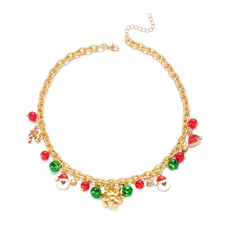 Santa & Jingle Bell Charm Necklace - Necklaces - 18k Gold Plated Waterproof Jewellery - Collection 9