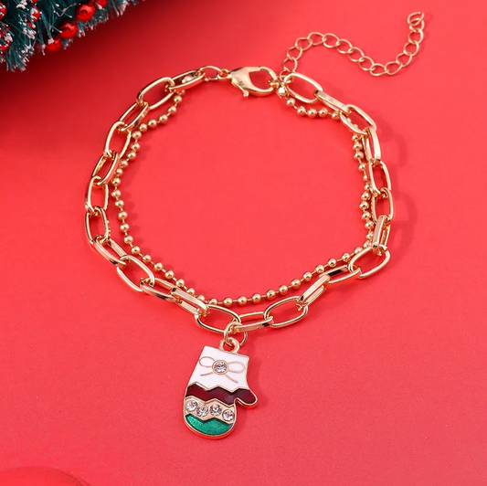 Christmas Charm Layered Chain Bracelet - Bracelets - 18k Gold Plated Waterproof Jewellery - Collection 9