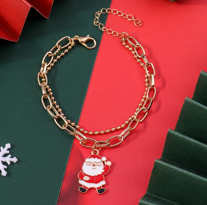 Christmas Charm Layered Chain Bracelet - Bracelets - 18k Gold Plated Waterproof Jewellery - Collection 9
