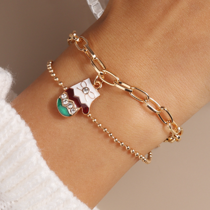 Christmas Charm Layered Chain Bracelet - Bracelets - 18k Gold Plated Waterproof Jewellery - Collection 9