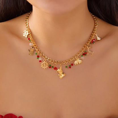 Christmas Gold Multi Charm Necklace - Necklaces - 18k Gold Plated Waterproof Jewellery - Collection 9