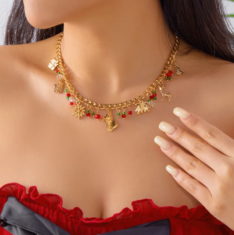 Christmas Gold Multi Charm Necklace - Necklaces - 18k Gold Plated Waterproof Jewellery - Collection 9