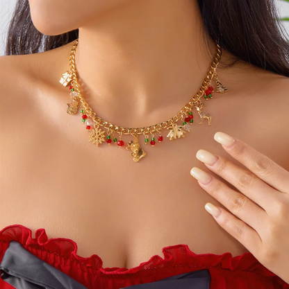 Christmas Gold Multi Charm Necklace - Necklaces - 18k Gold Plated Waterproof Jewellery - Collection 9