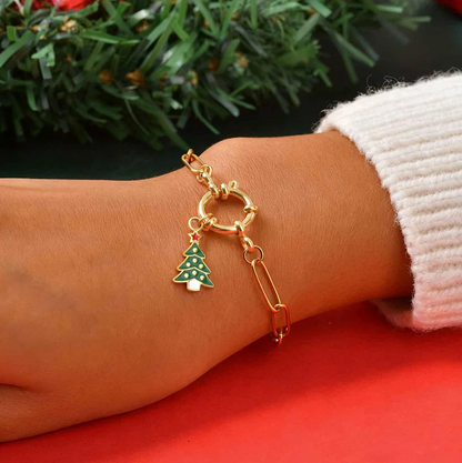 Christmas Tree Charm Paperclip Bracelet - Bracelets - 18k Gold Plated Waterproof Jewellery - Collection 9