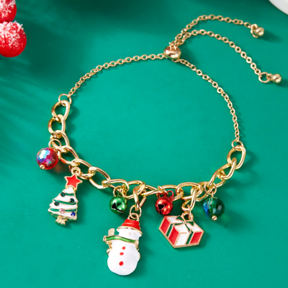 Snowman & Gift Box Charm Bracelet - Bracelets - 18k Gold Plated Waterproof Jewellery - Collection 9