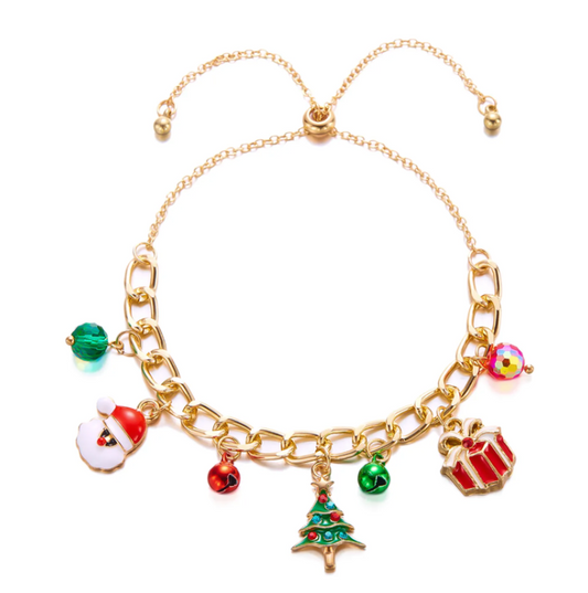 Christmas Charm & Crystal Bead Bracelet - Bracelets - 18k Gold Plated Waterproof Jewellery - Collection 9
