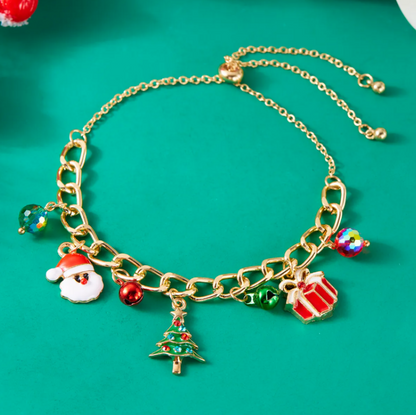 Christmas Charm & Crystal Bead Bracelet - Bracelets - 18k Gold Plated Waterproof Jewellery - Collection 9