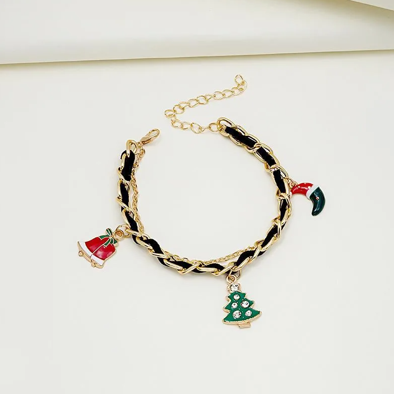 Christmas Charm Woven Chain Bracelet - Bracelets - 18k Gold Plated Waterproof Jewellery - Collection 9
