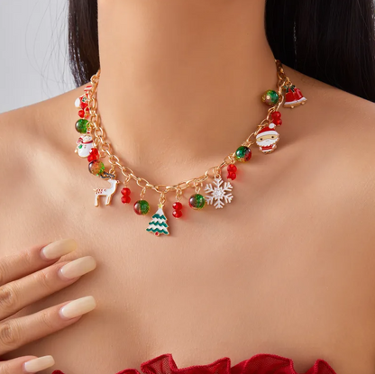 Christmas Multi Charm Statement Necklace - Necklaces - 18k Gold Plated Waterproof Jewellery - Collection 9